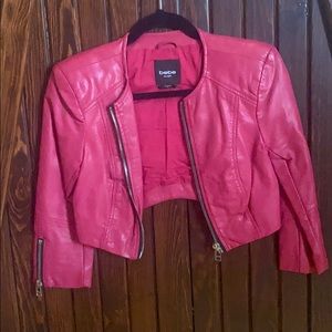 Bebe leather pink crop jacket